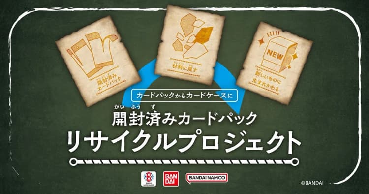 トレーディングカードの開封済みパックをカードケースにリサイクル　バンダイ