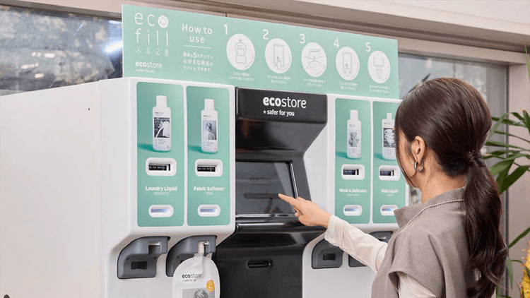 「やってみたくなる」商品詰め替えのエコ什器