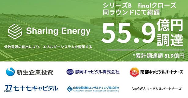 シェアリングエネ、全国地銀系VC等から3.6億円調達