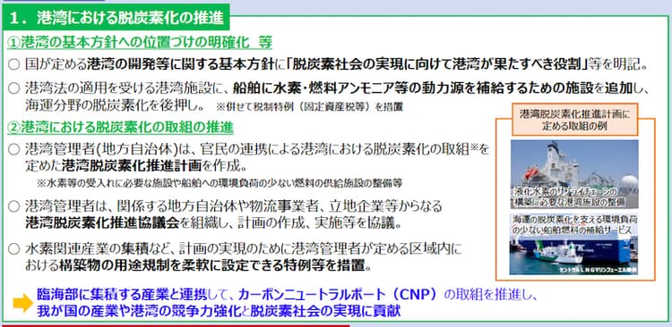 改正港湾法案、閣議決定 水素・アンモニア拠点形成へ