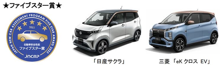 日産と三菱の軽EV、安全性能の最高評価受賞 国交省