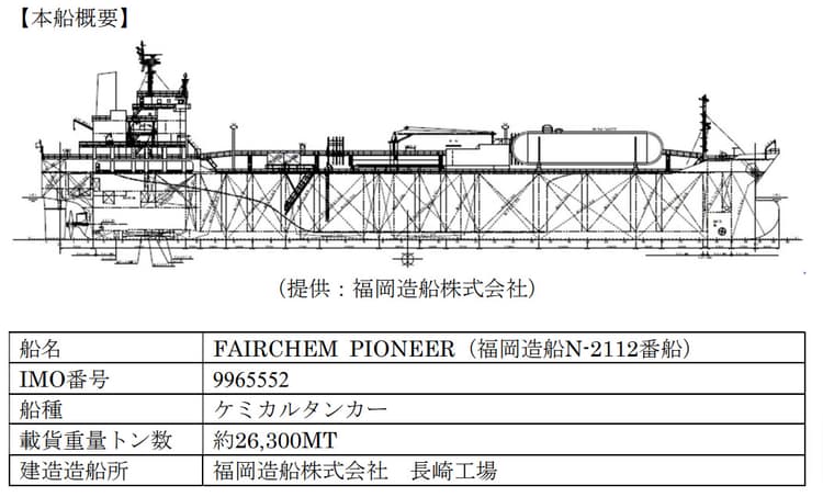 政投銀ら、日本初・LNG燃料ケミカルタンカー建造の福岡造船に融資