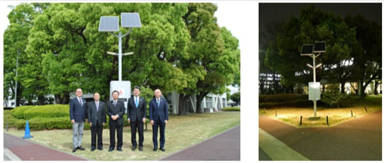 三菱自、使用済みEVバッテリーを街路灯に活用 再エネを蓄電