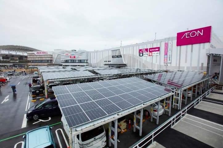 商業施設では最大級、1.3MWのカーポート型太陽光導入 イオン