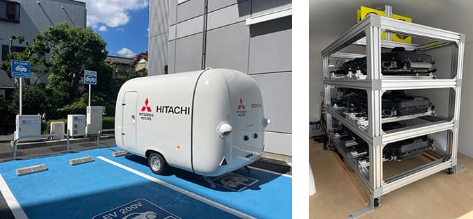 三菱自動車と日立、電動車リユースバッテリーを可動式蓄電池に活用 共同実証
