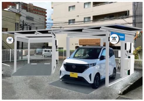 太陽石油、オフグリッド型ソーラーカーポートでEVシェア実証 松山市