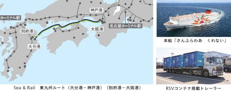 日本通運、海上+鉄道型輸送に東九州2ルート追加 商船三井さんふらわあと