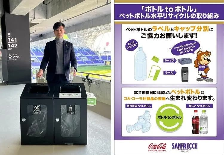 サンフレッチェ、主催試合で水平リサイクル実施 コカ・コーラと連携