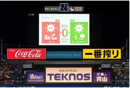 神宮球場でのプロ野球ナイター戦でCO2排出実質ゼロを実現 ヤクルト本社