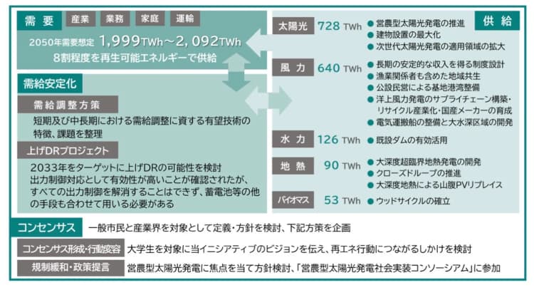 再エネ8割構想・太陽光728TWh プラチナ構想が2050年ビジョン公表