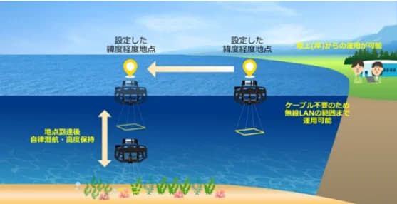 藻場のブルーカーボン調査・クレジット化を安価に 神奈川で水中ドローン実証