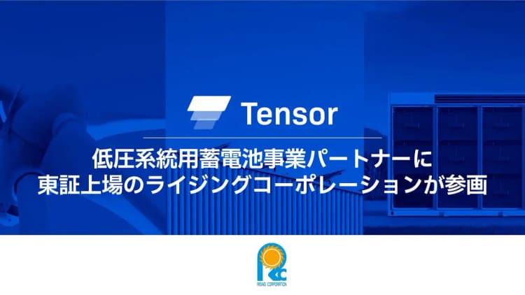 ライジングとTensor、低圧系統用蓄電池事業で協業 1000基組成へ