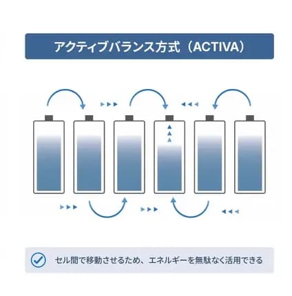 充電ばらつきを「アクティブバランス方式」で抑制 蓄電池の長寿命・高効率化