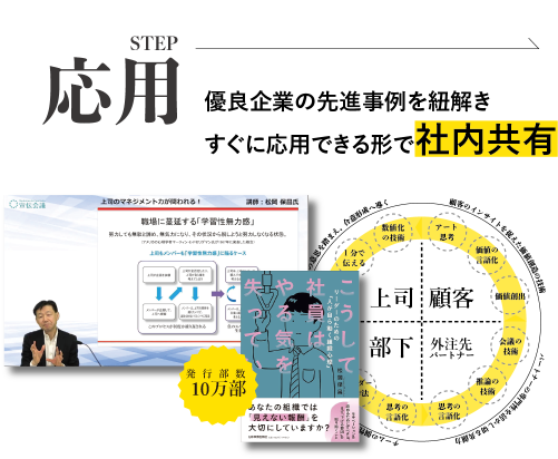 応用:有料企業の先進事例を紐解き、すぐに応用できる形で社内共有